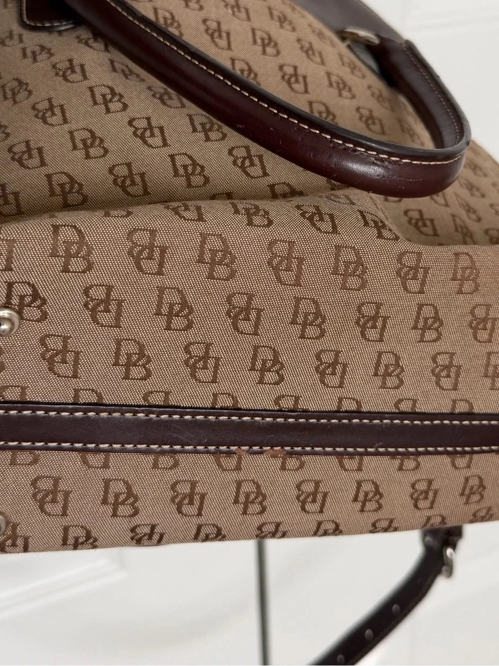 Dooney & Bourke Brown Signature Monogram Two-Pocket Briefcase Tote Crossbody Bag